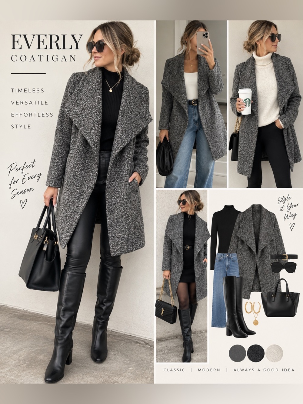Longline Tweed Jacket Coat medium